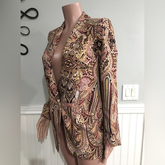 Express NWT Paisley One Button Boyfriend Blazer Cinched Waist String size Small - Picture 7 of 14
